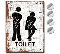 Divertido letrero de inodoro para puerta - Señoras y caballeros, unisex, autoadhesivo, de metal, para hombre y mujer, 15 cm x 10 cm