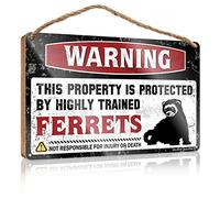 Divertido letrero de madera con texto en inglés "Warning This Property Is Protected By A Highly Trained Hurons" (23 x 35 cm)
