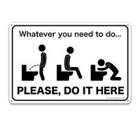 Divertido letrero de metal para decoración de pared de baño con cita humorística Whatever You Need To Do… Please, Do It Here, 16 x 12 pulgadas