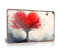 Divertido letrero de metal sarcástico para baño, amor en flor: un árbol en forma de corazón, letrero vintage de metal para adultos (30 x 40 cm)
