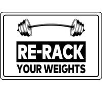 Divertido letrero de metal vintage con texto en inglés "Please Re-Rack Your Weights", letrero retro decorativo de pared para el hogar, gimnasio, sala de estar, cueva de hombre, garaje, cafetería, pub