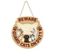 Divertido letrero de metal vintage para pared, "Beware Guard Cats On Duty", inspirador letrero de madera para decoración del hogar, regalo de inauguración de la casa para dueños de mascotas, amantes