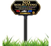 Divertido letrero de no solicitar para casa con estaca ajustable de 37 pulgadas, letrero de silicación resistente a la intemperie para patio y puerta delantera, aluminio inoxidable de 10 x 5 pulgadas