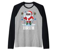 Divertido Letrero de Paz de Papá Noel Camiseta Manga Raglan