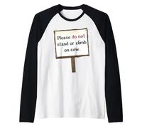 Divertido Letrero de Vaca Camiseta Manga Raglan