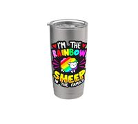 Divertido LGBTQI Soy La Oveja Arco Iris En La Familia Orgullo Gay Vaso térmico de acero inoxidable de doble pared