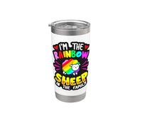 Divertido LGBTQI Soy La Oveja Arco Iris En La Familia Orgullo Gay Vaso térmico de acero inoxidable de doble pared