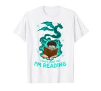 Divertido Libro de fantasía de Lectura Dragon Can't Hear You I'm Reading Camiseta gráfica económica, Hombre, Blanco, M