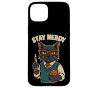 Divertido Libro de lápices con diseño de Gato Nerd Carcasa para iPhone 15 Plus