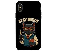 Divertido Libro de lápices con diseño de Gato Nerd Carcasa para iPhone X/XS