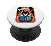 Divertido libro de lectura para gatos Invierte en ti mismo Gatos PopSockets PopGrip Adhesivo