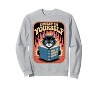 Divertido libro de lectura para gatos Invierte en ti mismo Gatos Sudadera