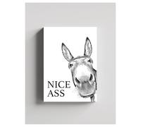HSFFBHFBH Cuadro en lienzo divertido negro blanco burro bonito culo minimalista póster e impresiones arte de pared decoración para baño decoración de baño 16 x 24 pulgadas / 40 x 60 cm con marco