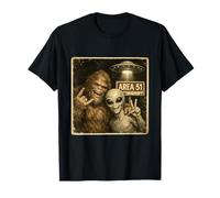 Divertido Lindo Bigfoot Alien Selfie UFO UAP Amantes de la Conspiración Camiseta