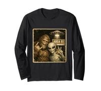 Divertido Lindo Bigfoot Alien Selfie UFO UAP Amantes de la Conspiración Manga Larga