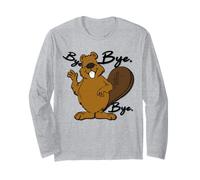 Divertido, Lindo, Feliz, Gran Barriga, Castor Diciendo ADIÓS Manga Larga