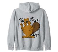 Divertido, Lindo, Feliz, Gran Barriga, Castor Diciendo ADIÓS Sudadera con Capucha