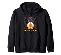 Divertido Lindo gnomo sosteniendo Calabaza otoño Hola Hojas de otoño Sudadera con Capucha