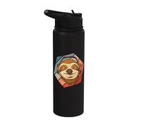 Divertido lindo perezoso sonríe con auriculares Spirit Stainless Steel Insulated Water Bottle