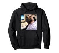 Divertido Lindo Perro Pug Oficina Trabajo Borroso Meme Foto Sudadera con Capucha