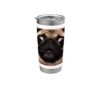 Divertido Lindo Sorprendido Cara De Pug Borroso Meme Vaso térmico de acero inoxidable de doble pared