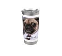 Divertido Lindo Trabajador De Oficina Pug Perro Borroso Meme Foto Vaso térmico de acero inoxidable de doble pared