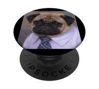 Divertido Lindo Trabajo De Perro Pug Triste Trabajo Borroso Meme PopSockets PopGrip Adhesivo