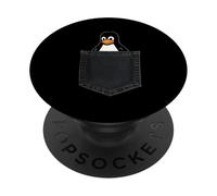 Divertido Linux Donde Tux se asoma de tu Bolsillo PopSockets PopGrip Adhesivo