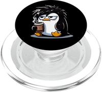 Divertido Linux Tux Penguin Café De Dibujos Animados Gruñón Estresado PopSockets PopGrip para MagSafe