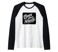 Divertido Logotipo de Open Your Mouth Camiseta Manga Raglan