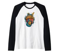 Divertido Look de Bellota con Guitarra eléctrica para niños y niñas Camiseta Manga Raglan