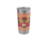 Divertido Luau Party Tiki Lei Todos obtienen Lei'd Aloha Hawaii Vaso térmico de acero inoxidable de doble pared