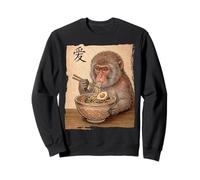 Divertido Macaco Japonés Comiendo Ramen Mono Kawaii Japonés Sudadera