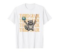 Divertido Maestro de Tercer Grado Mapache Salvaje de Regreso a la Escuela Camiseta gráfica económica, Hombre, Blanco, L