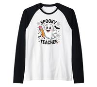 Divertido maestro fantasma espeluznante educador escolar de Halloween Camiseta Manga Raglan