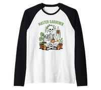 Divertido Maestro Jardinero con Calavera Feliz Camiseta Manga Raglan