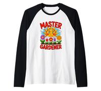 Divertido Maestro Jardinero con Sol Feliz Camiseta Manga Raglan