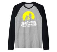 Divertido Maestro Zombi Maestros de Halloween Amor Cerebros Camiseta Manga Raglan