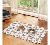 Divertido mantel de piel absorbente con estampado musical de perezosos y lindos animales para perros, gatos, tapete de comida de 60 x 40 cm, 4 mm de grosor