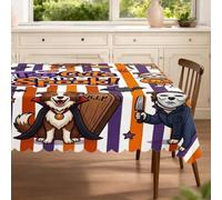 Divertido mantel rectangular de Halloween con diseño de perro Border Collie de 60 x 80 pulgadas, bonito estilo espeluznante, decoración de fiesta para cocina, banquete, picnic, camping