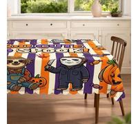 Divertido mantel rectangular de perezoso aterrador de Halloween de 60 x 80 pulgadas, bonito estilo espeluznante con estampado navideño, decoraciones divertidas de fiesta para cocina, banquete, picnic