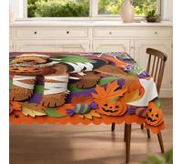 Divertido mantel rectangular de perro Airedale Terrier de Halloween de 152 x 203 cm, corte de papel, diseño de otoño, lavable, decoración de fiesta espeluznante para cocina, banquete, picnic, camping