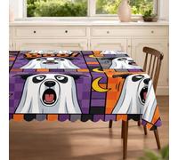 Divertido mantel rectangular de perro Border Collie de Halloween de 60 x 80 pulgadas, diseño divertido y aterrador de cachorro, fantasma, lavable, decoración de fiesta espeluznante para el hogar