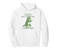 Divertido Mapache a Veces Cerrar mis Ojos no Puede Ver Vintage Sudadera con Capucha