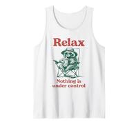 Divertido Mapache Bebiendo Boba Relax Nada Bajo Control Camiseta sin Mangas