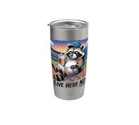 Divertido mapache béisbol mamá amante del café Vaso térmico de acero inoxidable de doble pared