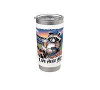 Divertido mapache béisbol mamá amante del café Vaso térmico de acero inoxidable de doble pared