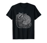 Divertido Mapache Come Pizza Retro Animal Dibujo Camiseta
