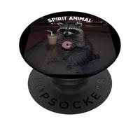 Divertido Mapache con un Animal Espiritual de Dona y café Helado PopSockets PopGrip Adhesivo