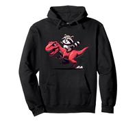 Divertido Mapache de Navidad Montando un T-Rex - Nochebuena Sudadera con Capucha
